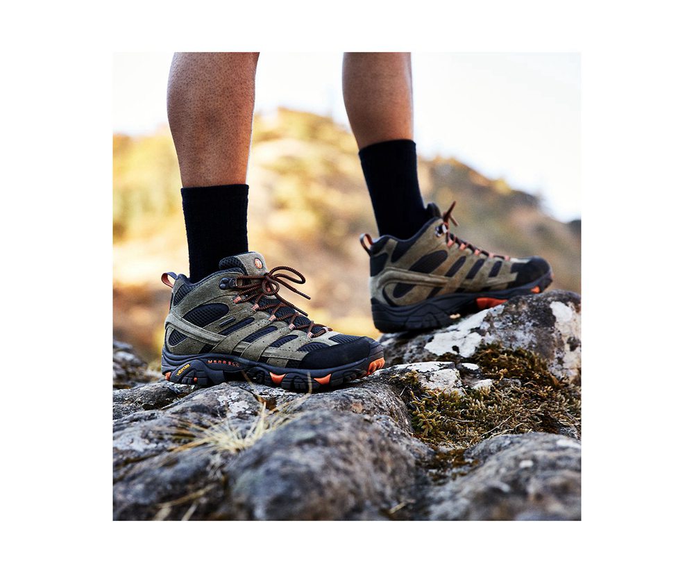 Merrell Vandrestøvler Herre - Moab 2 Mid Ventilator Wide Width - Olivengrøn - IZN087295